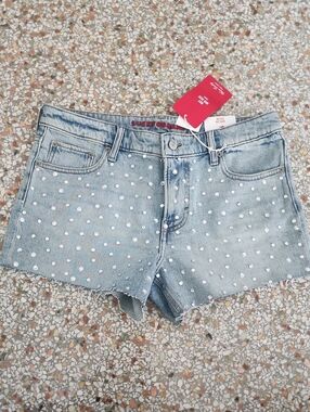 Lucky Brand Light Wash Denim Shorts with Rhinestone Embellishments
